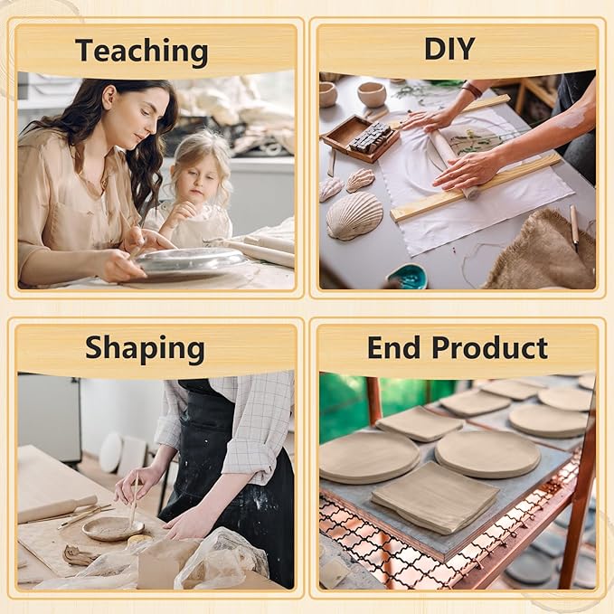 Sasylvia 10 Pcs Pottery Rolling Pin Guides Wood Teaching Rolling Mud Stick - Image 6