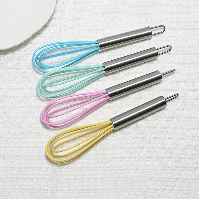 Mini Whisks 6 inch 4Pcs silica gel stainless steel Whisk, Hand Egg Mixer - Image 2