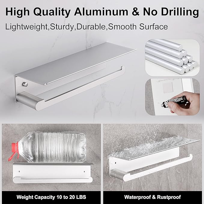 Paper Towel Holder Wall Mount for Kitchen, Self-Adhesive Paper Towel Holder - Image 3