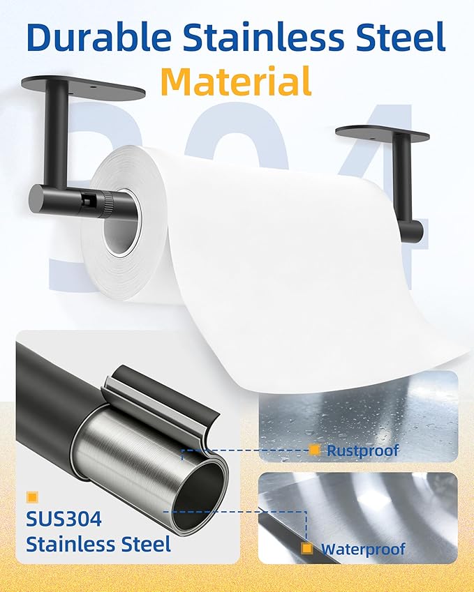 RUACQ Paper Towel Holder Under Cabinet, Wall Mounted or Adhesive Stainless - Image 5