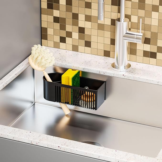 SuoXing Inside Sink Sponge Holder, Plastic Dish Sink Organizer - Image 6