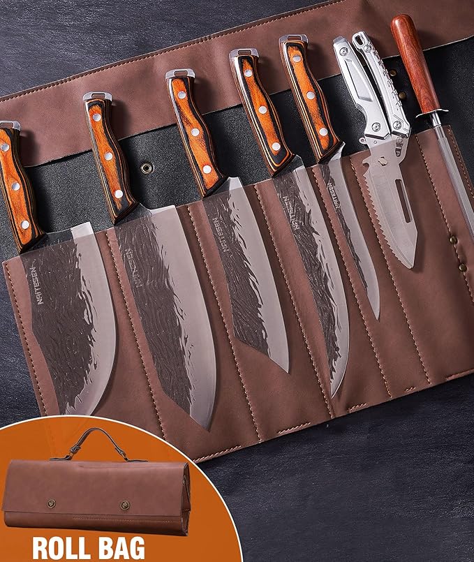Naitesen 7PCS Hand Forged Butcher Knife and Kitchen Knife 2 in 1 Set - Image 2