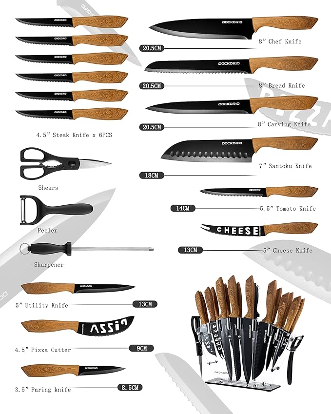 Kitchen Knife Set with Block, all in one 19 PCS High Carbon Stainless Steel - Image 3