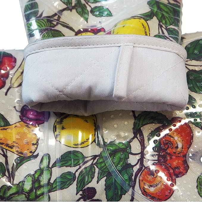 Oven Mitts Set of 2 with Transparent Clear Silicone Shell and Nice Friut Flower - Image 5