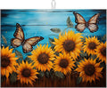Sunflower Butterfly On Wooden Board Dish Drying Mat by MOUNTANLLY