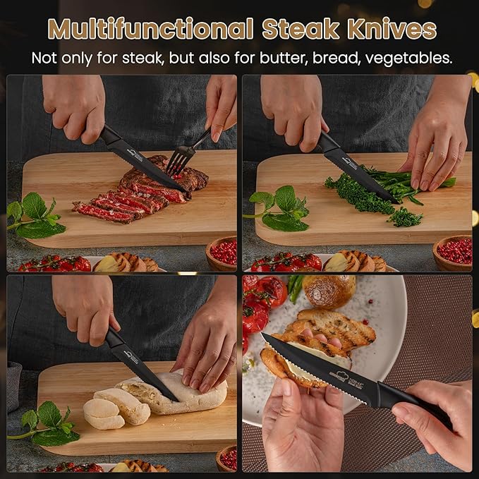 Amorston Steak Knives, Steak Knives Set of 8, Stainless Steel Steak Knife Set - Image 5