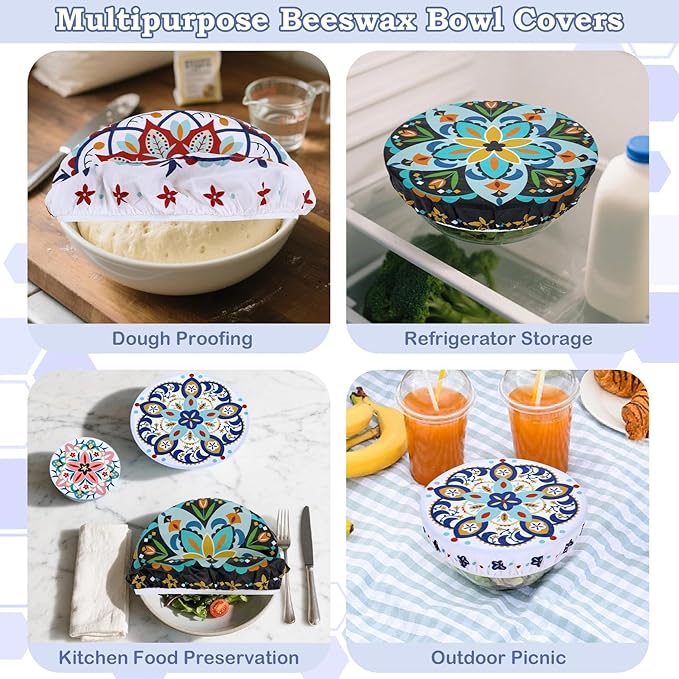 5-Size Reusable Beeswax Bowl Covers - Image 5