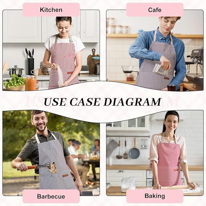 2Pack Adjustable Kitchen Apron for Women Men - Image 7