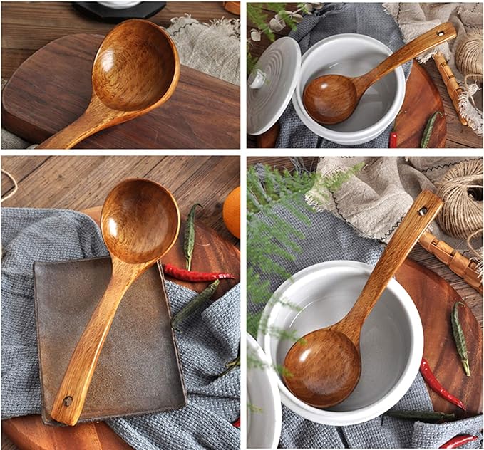 FJNATINH Wooden Ladle with Long Handle, Handmade Soup Ladle - Image 7