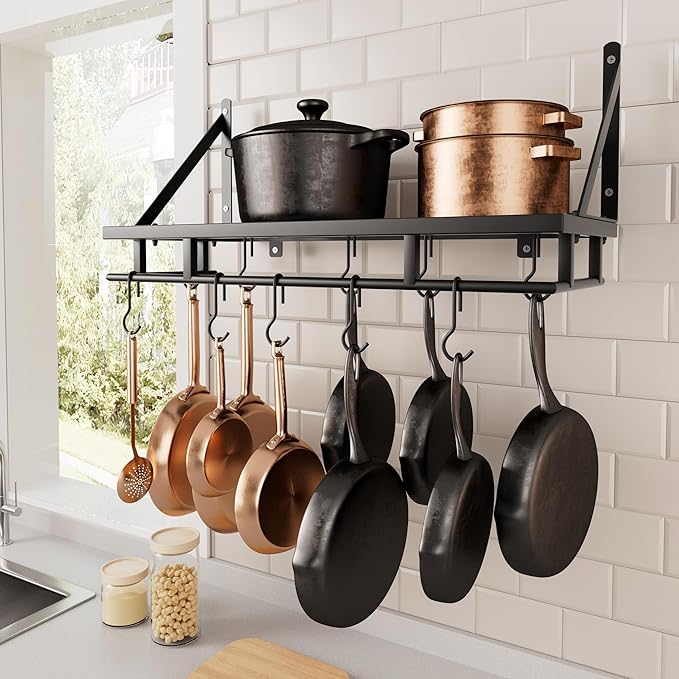 KES 24 Inch Kitchen Pot Pan Rack Wall Mounted Hanging Storage Organizer Wall by KES