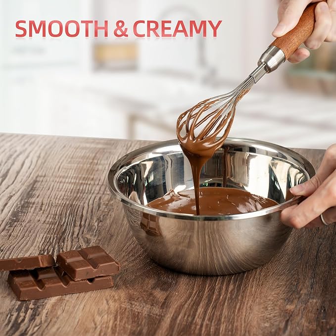 Whisk for Cooking, Stainless Steel Wire Wooden Handle Kitchen Multi Function - Image 4