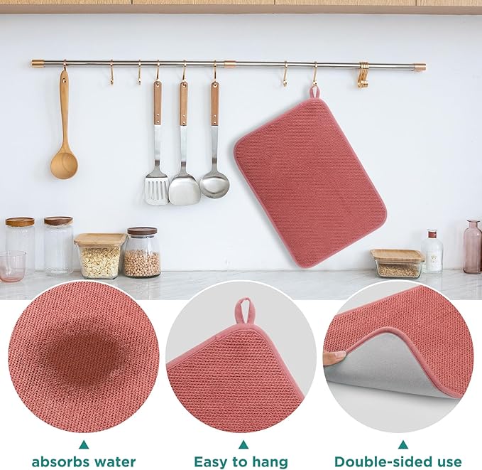 GeeRic Microfiber Dish Drying Mat, Super Absorbent Kitchen Dish Drying Pad - Image 4