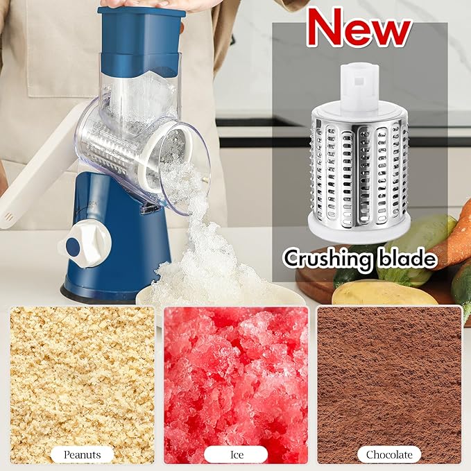 Ourokhome Rotary Cheese Grater Hand Crank, Kitchen Shredder Speed Mandolin - Image 4