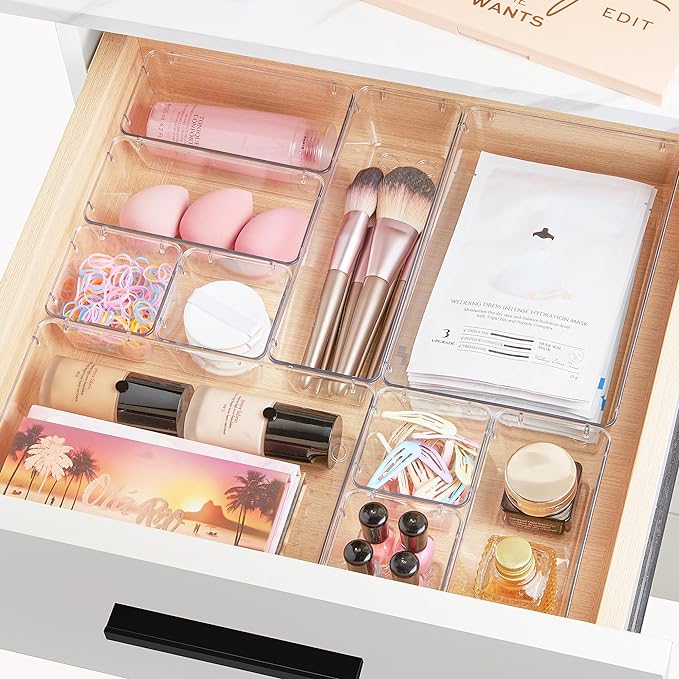 Vtopmart 25 PCS Clear Plastic Drawer Organizers Set, 4-Size Versatile Bathroom - Image 8