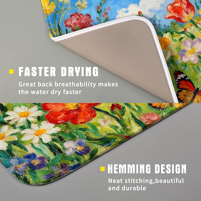 Cute Floral Dish Drying Mat Small - Image 3