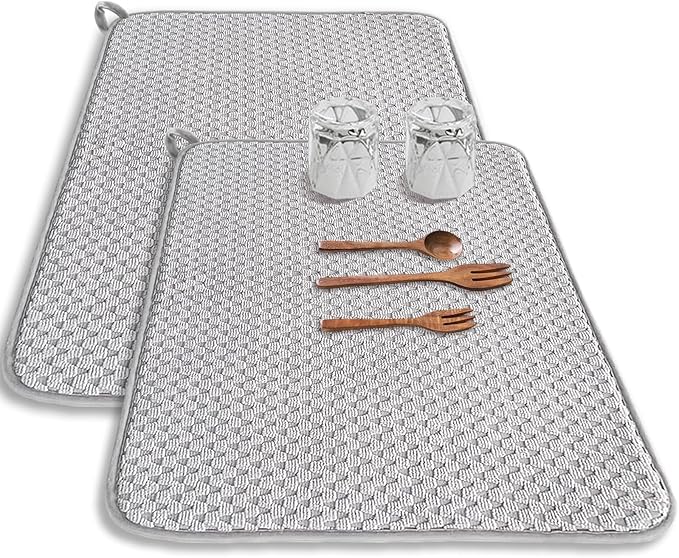 2 Pack Microfiber Dish Drying Mat, 24*17 inch Absorbent Dish Drainer Kitchen by Meirrnyyu