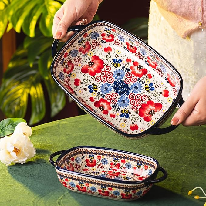Baking Dish Ceramic Baking Pan Blue Casserole Dish Porcelain rectangular Baking - Image 5