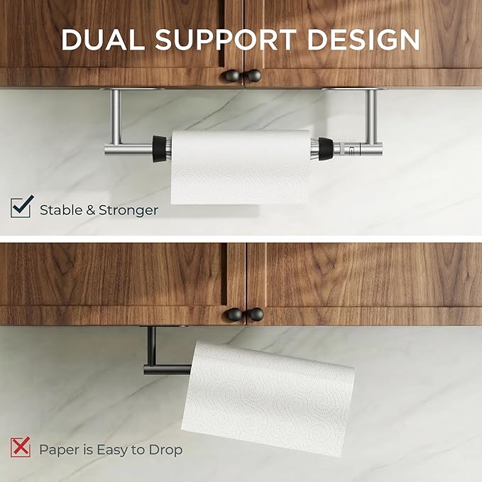 FORIOUS Paper Towel Holder Under Cabinet, One Hand Operable - Image 4