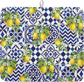 Lemon and Blue Tile Dish Drying Mat 16x18 Inch Absorbent Reversible Mexican by Kawani