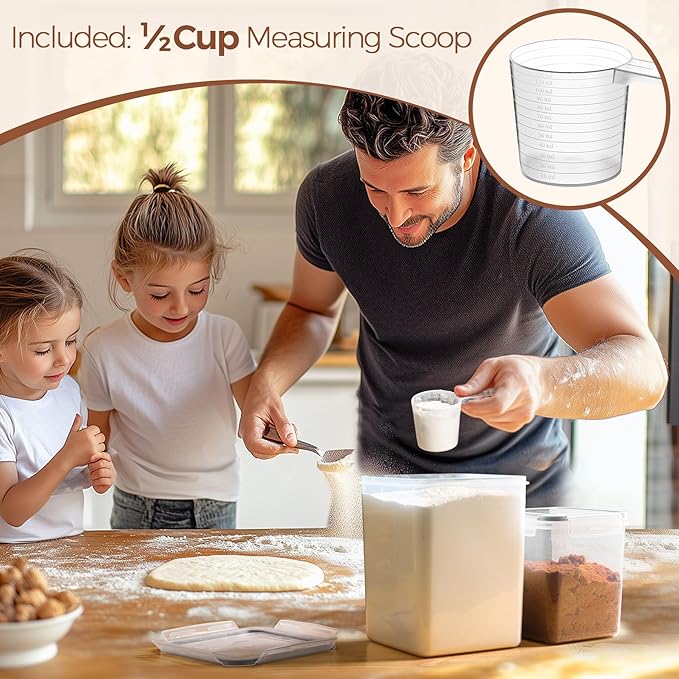 ComSaf Flour Sugar Storage Containers Set of 3, Large Airtight Food Storage - Image 7