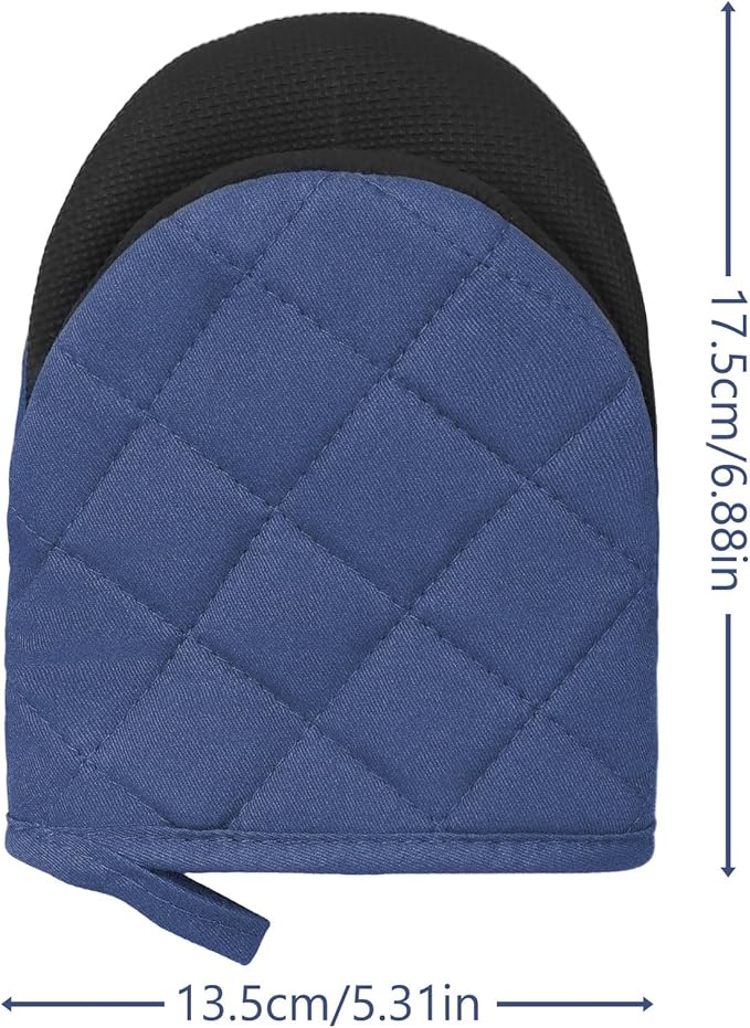 Short Oven Mitts, Heat Resistant 500°F, Silicone Grip Kitchen Gloves, Non-Slip - Image 2