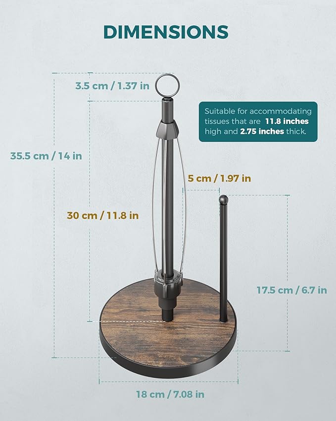 OROPY One-Hand Tear Paper Towel Holder Countertop, Farmhouse Wood Paper Towel - Image 5