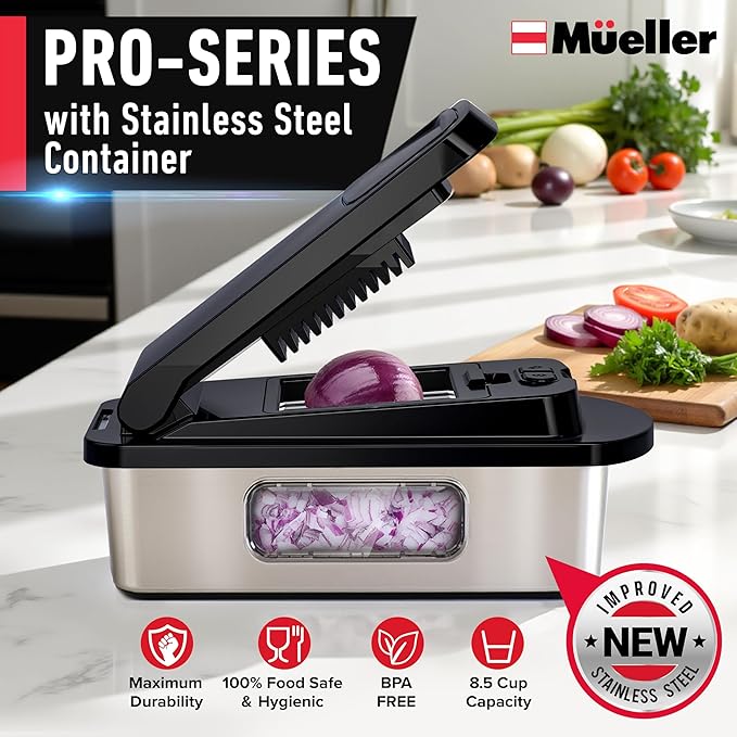 Mueller Pro-Series 10-in-1, 8 Blade Stainless Steel Multi Vegetable Chopper And - Image 2