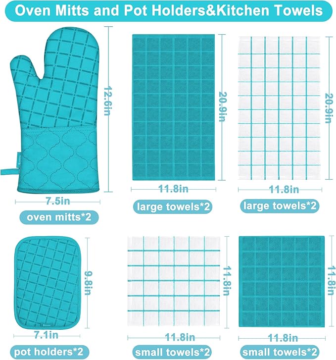 Oven Mitts Kitchen Towels and Dishcloths Pot Holders Sets, Oven Gloves Kitchen - Image 2