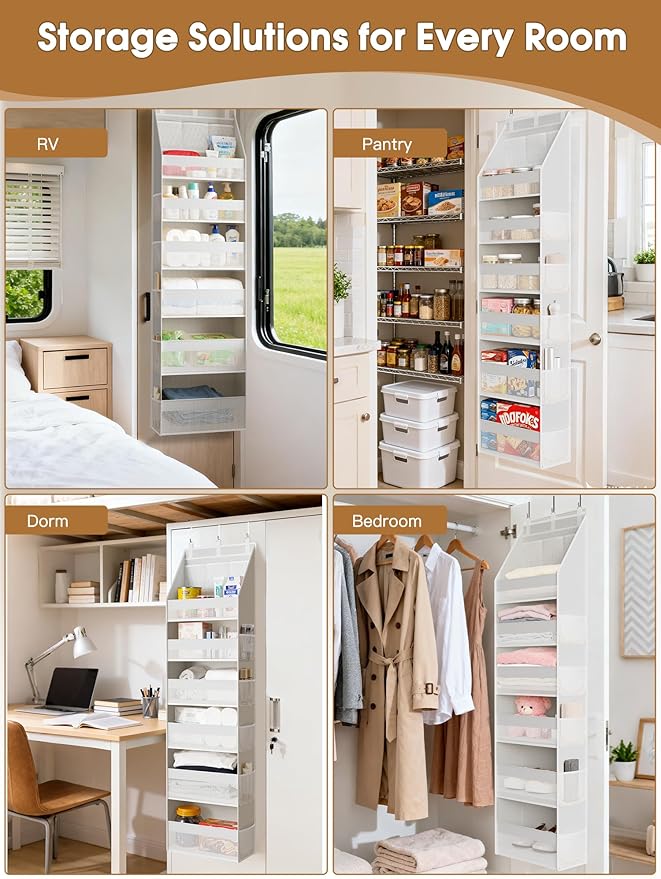 Criusia Over the Door Organizer, Heavy-Duty 6-Shelf Hanging Storage - Image 7