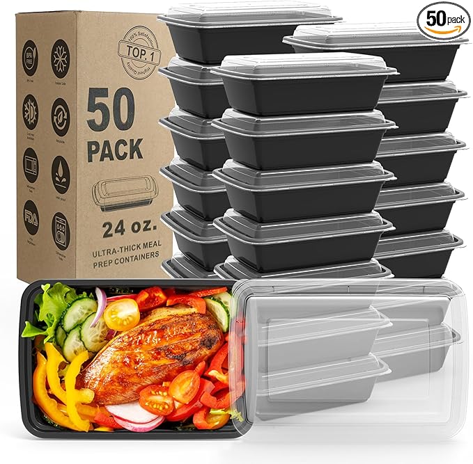 WGCC Meal Prep Containers, 50 Pack Extra-thick Food Storage Containers by WGCC