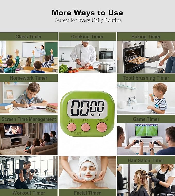Digital Timer for Classroom Teachers Students, Magnetic Kitchen Countdown Timer - Image 8