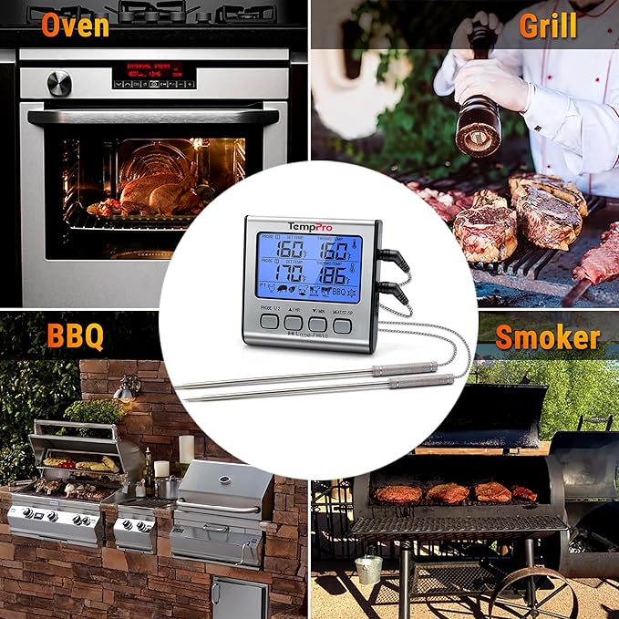 TempPro TP17 Dual Probe Digital Cooking Meat Thermometer Large LCD Backlight - Image 8