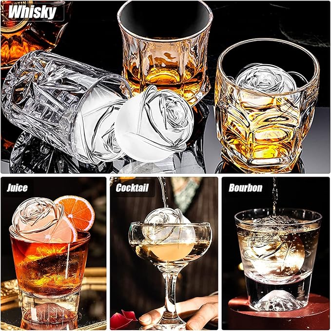 Ice Cube Tray, Mikiwon 2 inch Rose Ice Cube Trays - Image 7