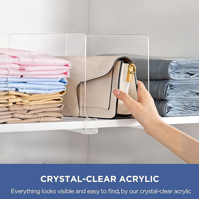HBlife 2 Pack Clear Shelf Dividers, Vertical Purse Organizer - Image 3