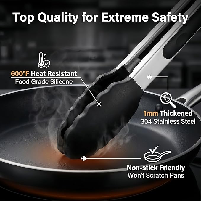 Mini Tongs with Silicone Tips, 7-Inch Small Serving Tongs - Image 5