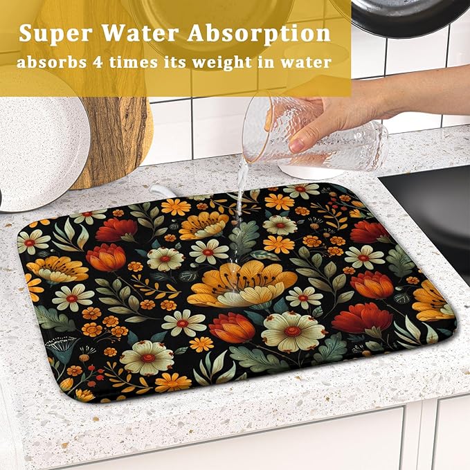 Vintage Boho Floral Dish Drying Mat - Image 7