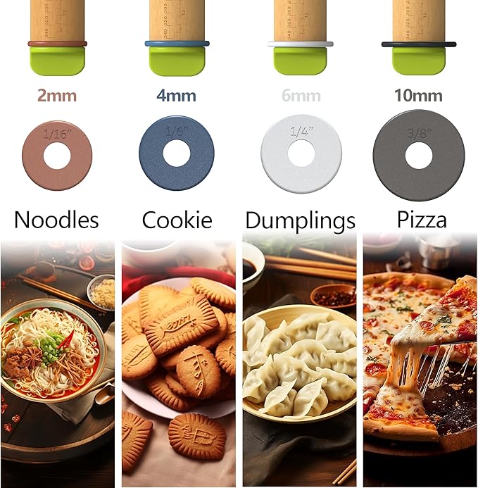 Rolling Pin with Adjustable Thickness Ring, Dough Thickness - Image 4