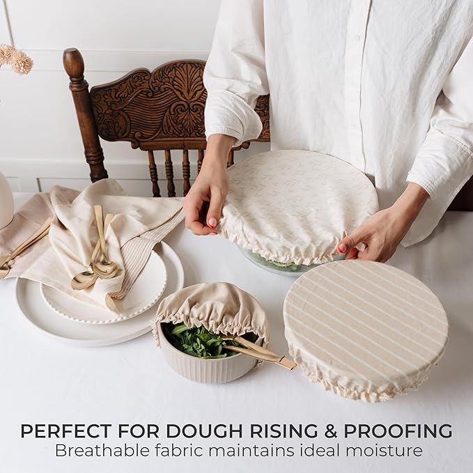 Beautiful Linen Cotton Blend Bowl Covers - Image 3