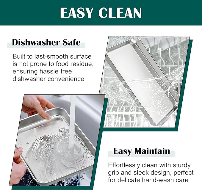E-far Small Baking Sheet with Wire Rack, Stainless Steel Cookie Sheets Trays & - Image 6