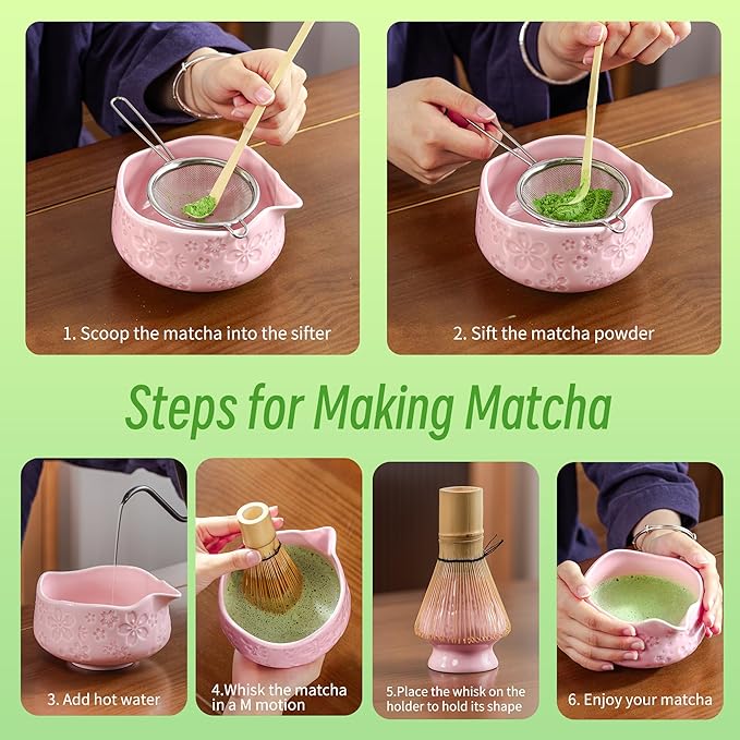 TEANAGOO 7-PCS Pink Matcha Whisk Set - Image 5