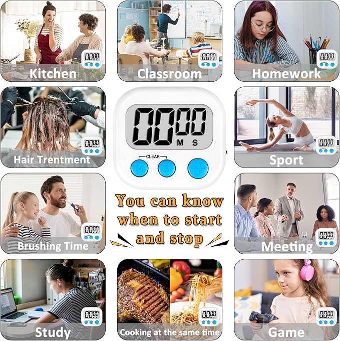 ZILLEEN 12 Pack Kitchen Timers for Cooking Digital Classroom Timers for - Image 5