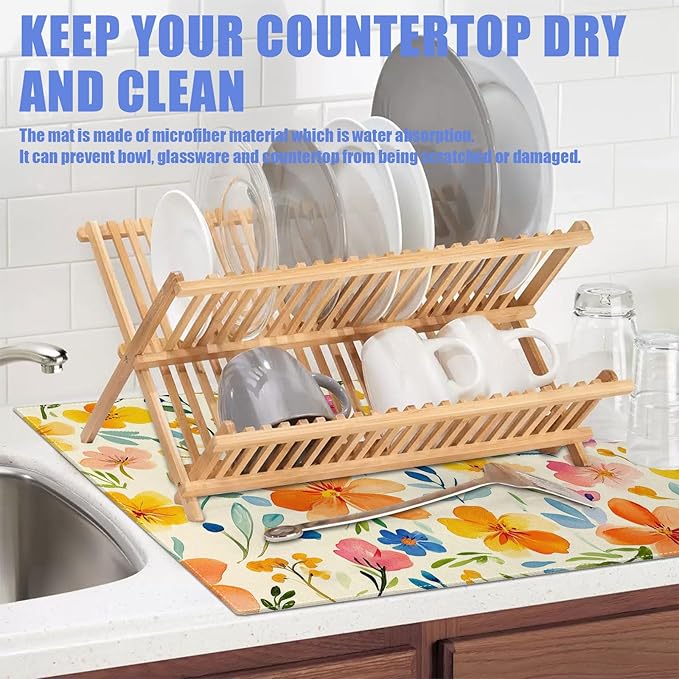 Colorful Flower Dish Drying Mat - Image 5