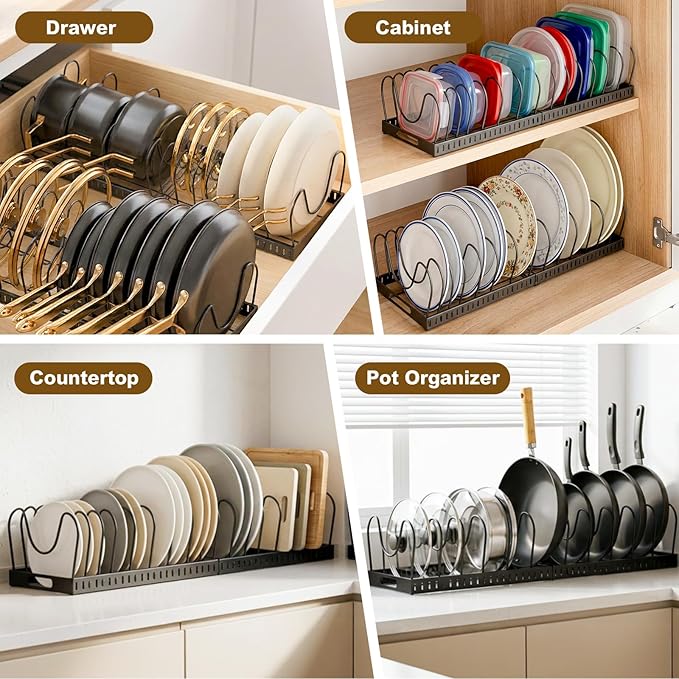 2PACK Expandable Pots and Pans Organizer Under Cabinet - Image 4