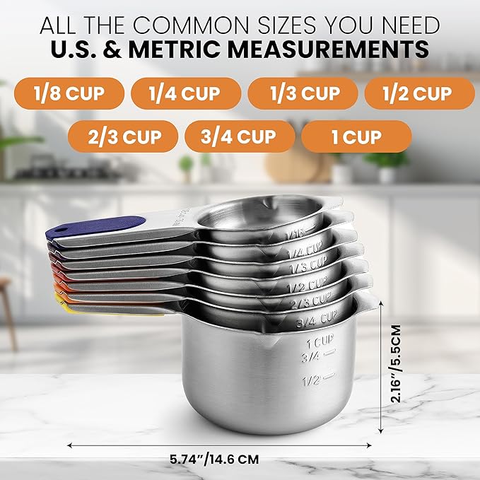 Spring Chef Magnetic Stainless Steel Measuring Cups, Kitchen Tools - Image 3