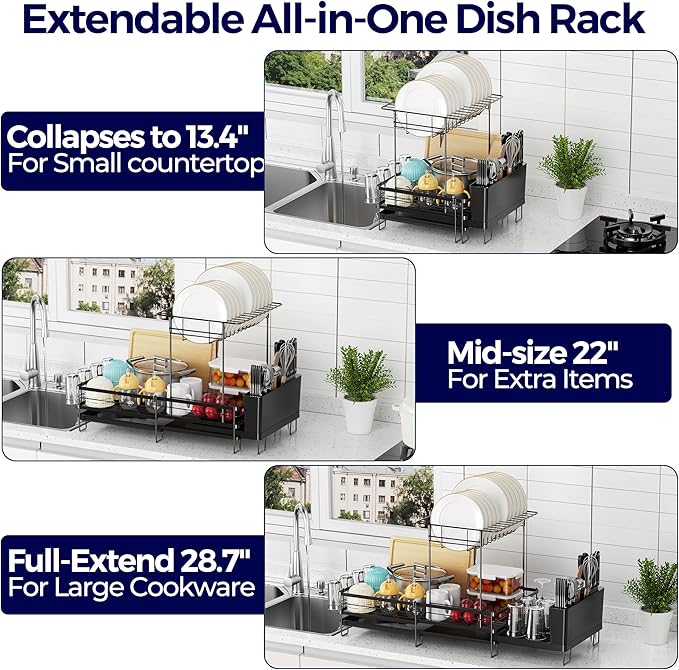 Large Dish Drying Rack, Expandable Dish Rack - Image 2