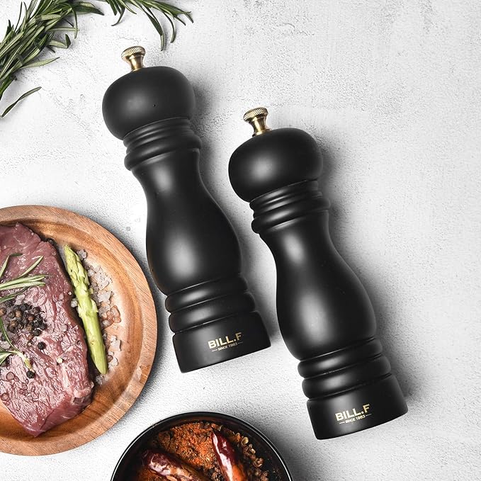 BILL.F Salt and Pepper Grinder Wooden Pepper Mill Grinder Salt Pepper Shakers - Image 3