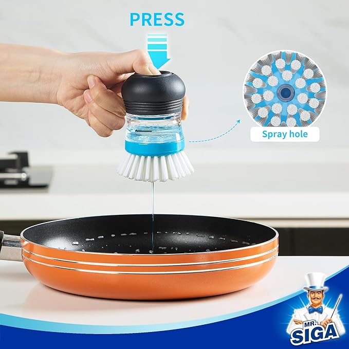 MR.SIGA Soap Dispensing Palm Brush, Kitchen Brush - Image 3