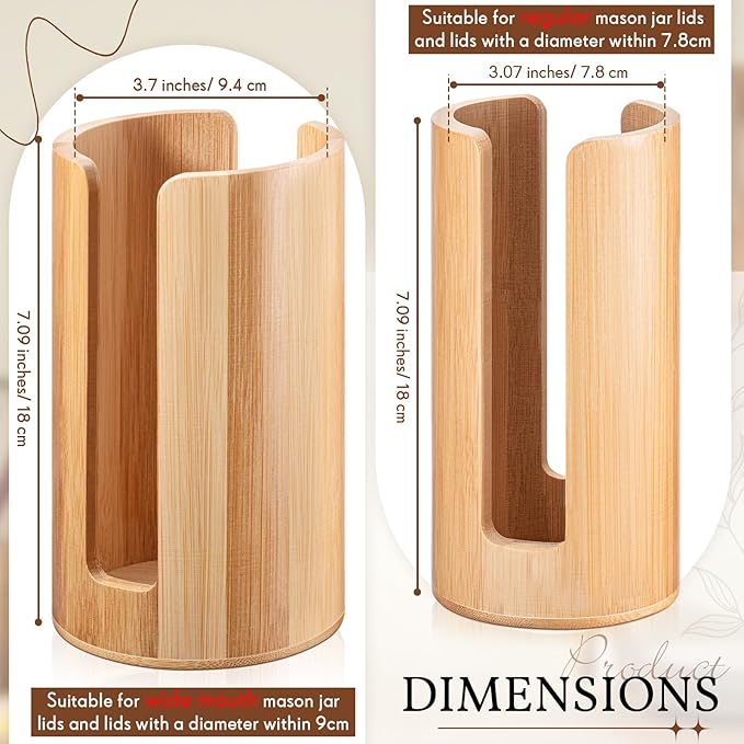 Suclain 2 Pcs Mason Jar Lid Organizer Bamboo Vertical Mason Jar Lid Storage - Image 2