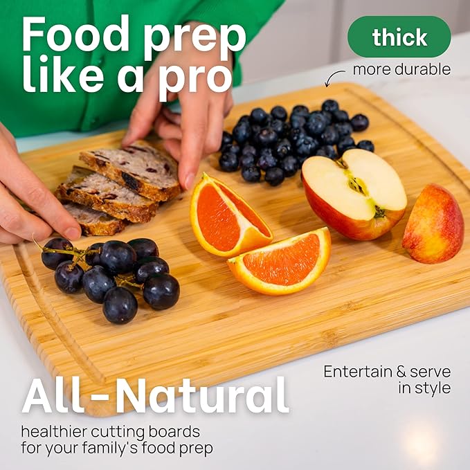 GREENER CHEF 15 Inch Bamboo Cutting Board - Image 4