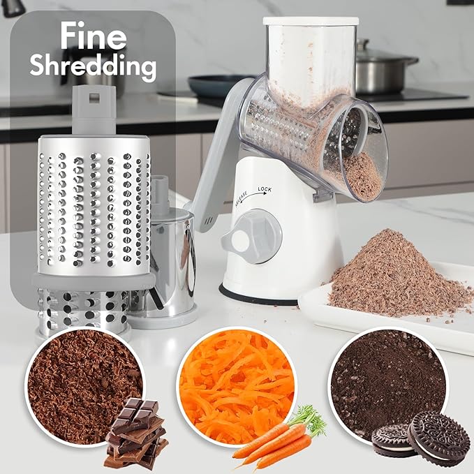 Rotary Cheese Grater with Handle, Kitchen Speed Hand Crank Vegetable Slicer - Image 3